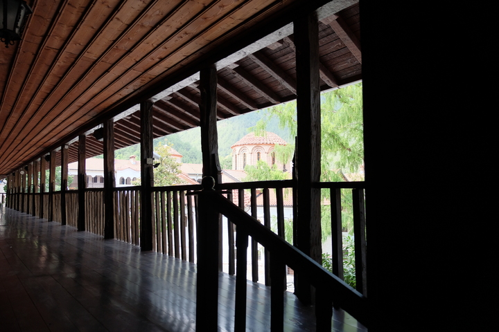 the new church in bachkovo monastery seen from the monks quarters